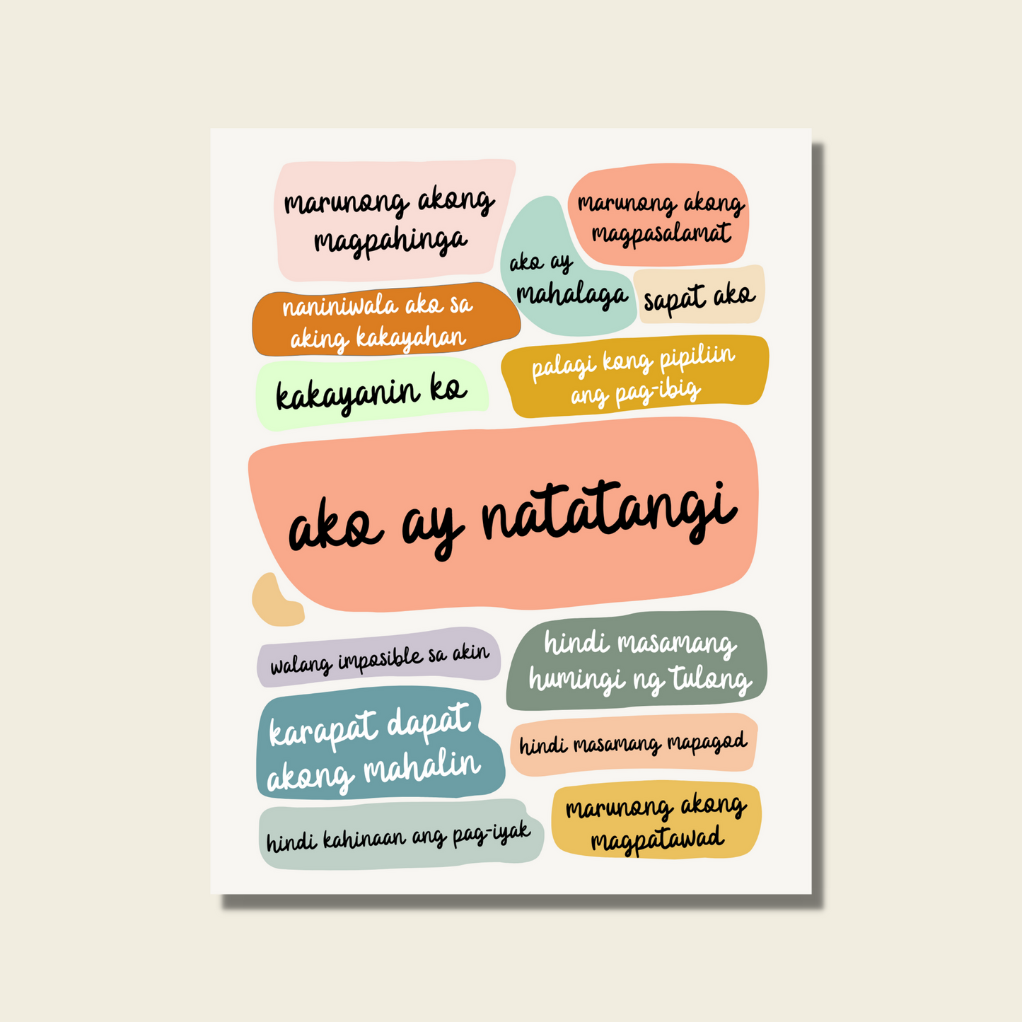 Filipino Art Daily Affirmations Tagalog Poster