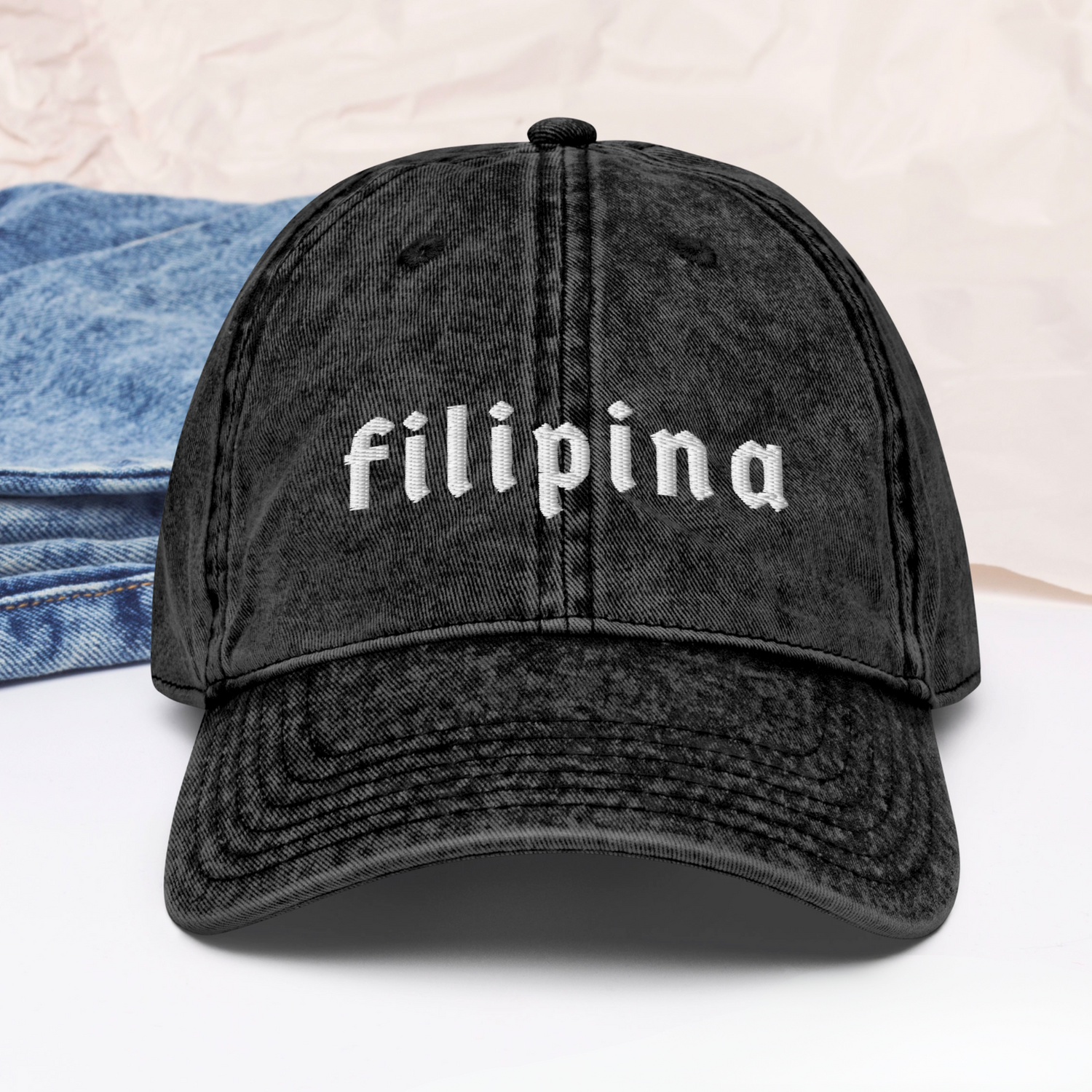 Filipino Cap Filipina Embroidered Vintage Cotton Twill Main Image