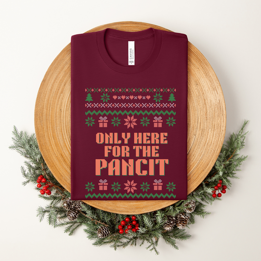 Only Here For The Pancit Sinigang Regalo Funny Thanksgiving Shirt - Maroon in Christmas setting