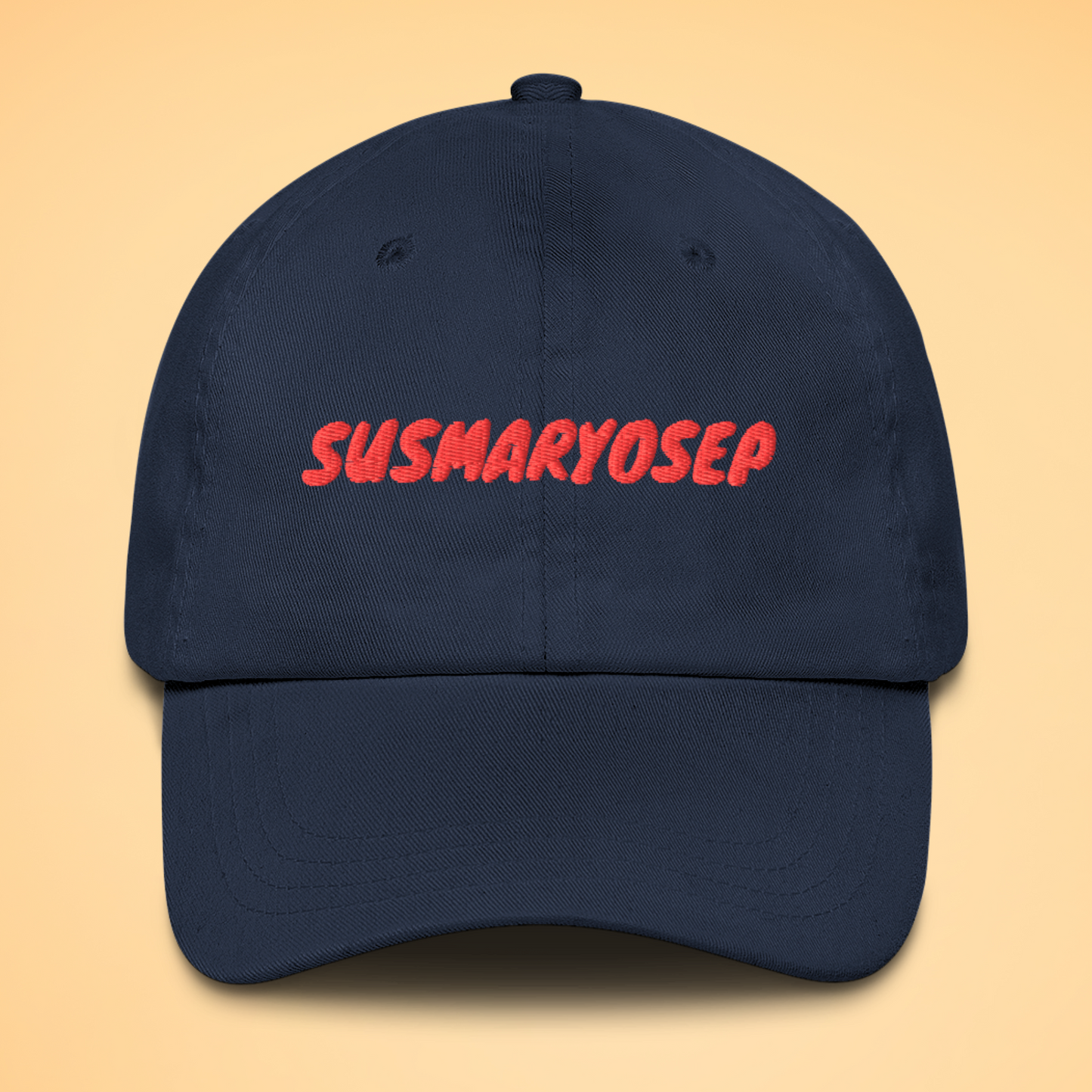 Susmaryosep Filipino Embroidered Cotton Baseball Cap in Navy