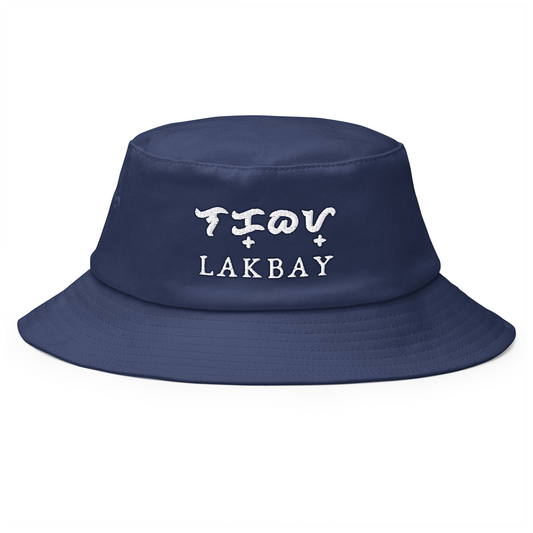 Filipino Baybayin Lakbay Embroidered Cap Bucket Hat in Navy