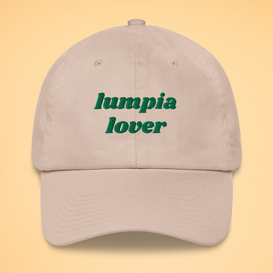 Lumpia Lover Filipino Embroidered Cotton Baseball Cap in Stone