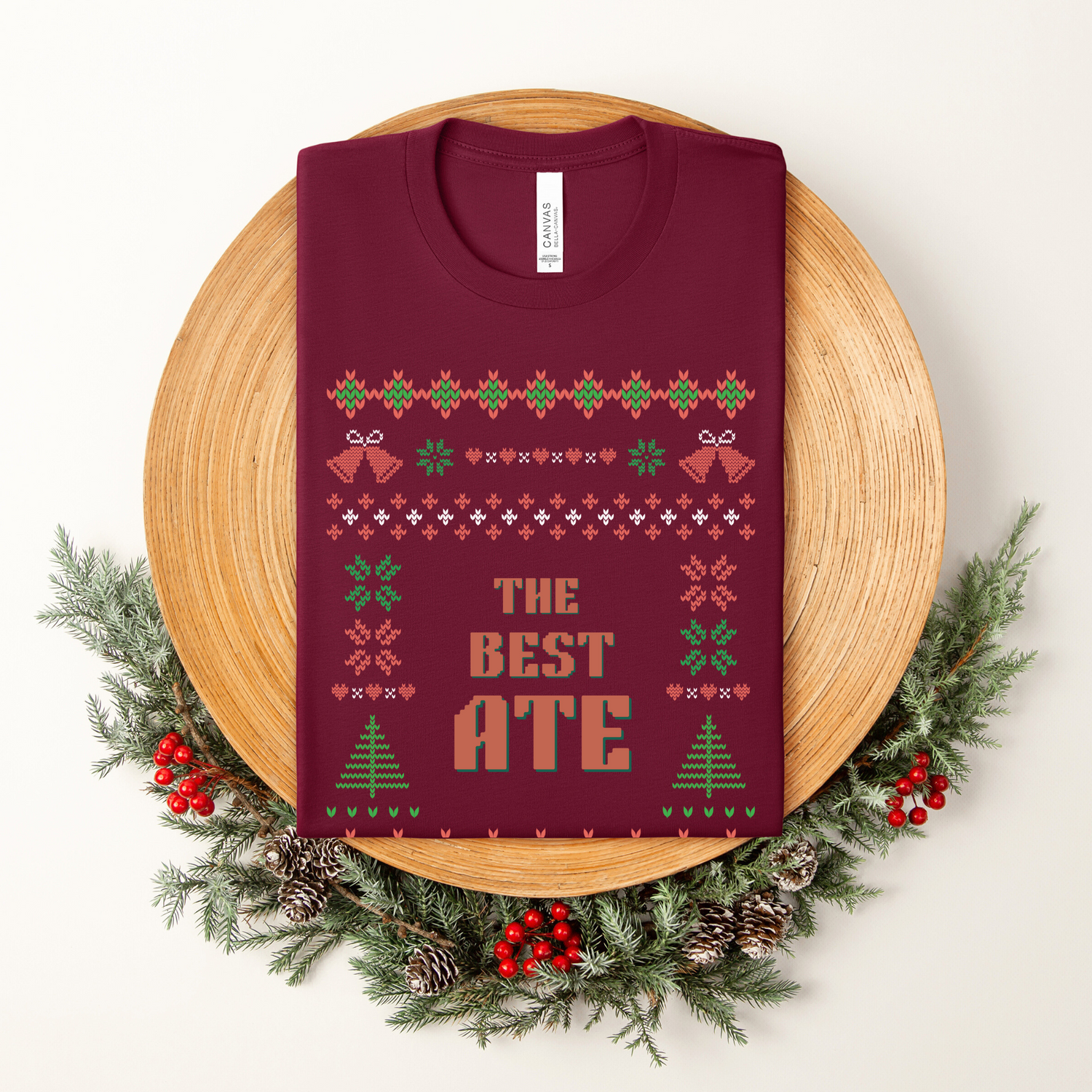 The Best Ate Filipino Big Sister Thanksgiving Christmas Shirt - Maroon in Christmas setting