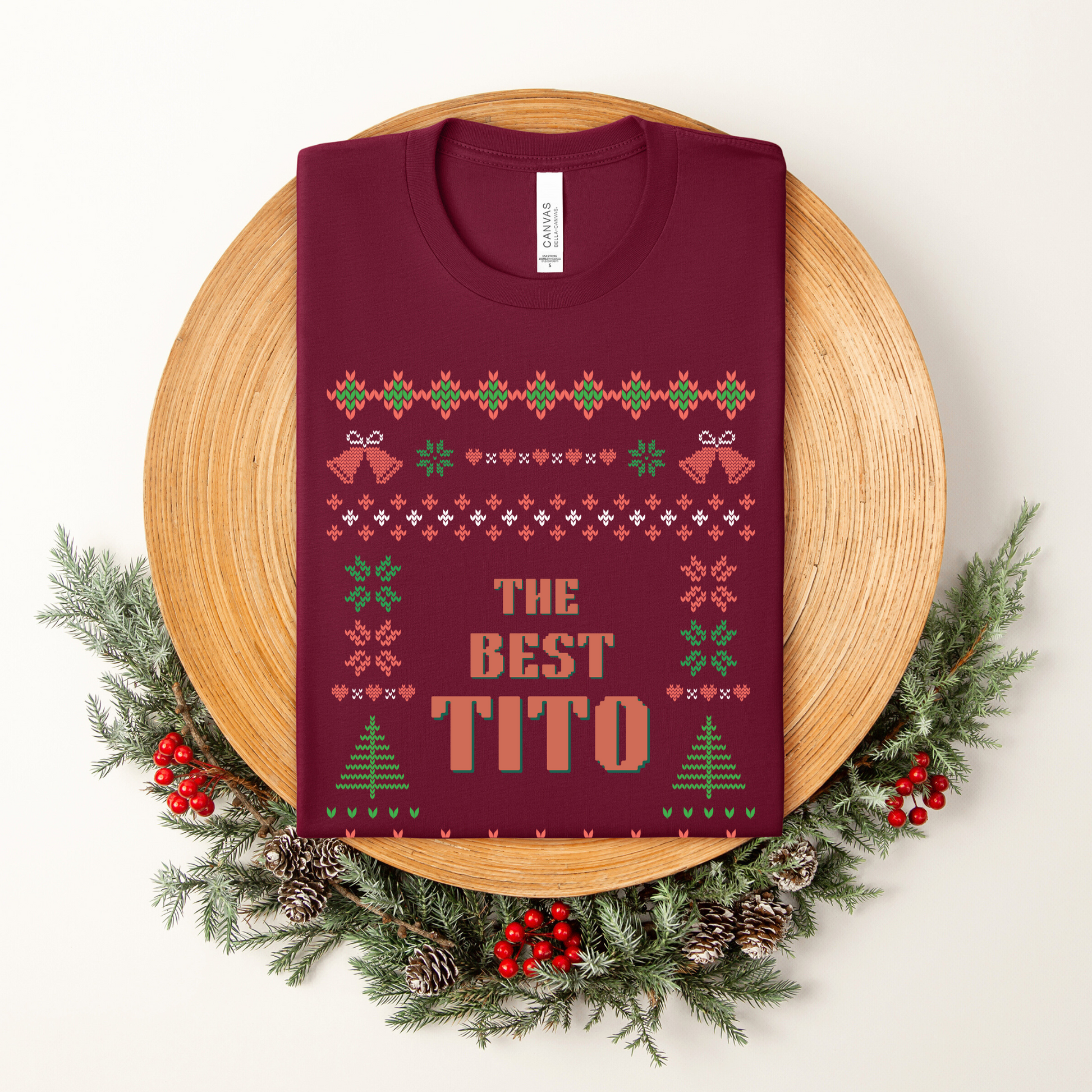 The Best Tito Filipino Uncle Thanksgiving Christmas Shirt - Maroon in Christmas setting