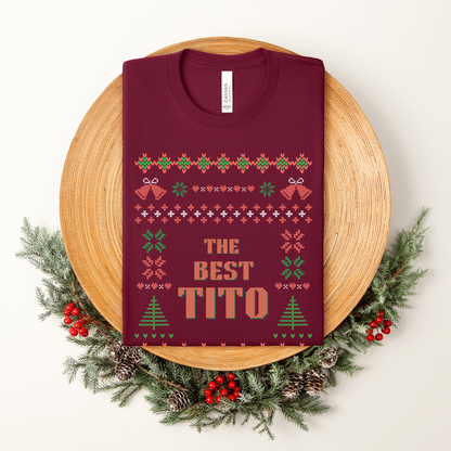 The Best Tito Filipino Uncle Thanksgiving Christmas Shirt - Maroon in Christmas setting