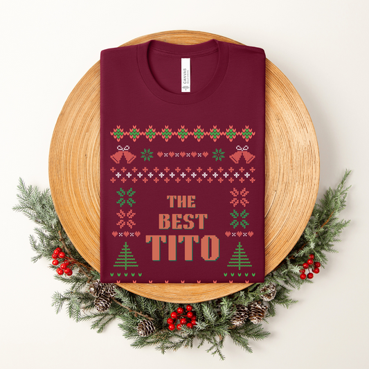 The Best Tito Filipino Uncle Thanksgiving Christmas Shirt - Maroon in Christmas setting