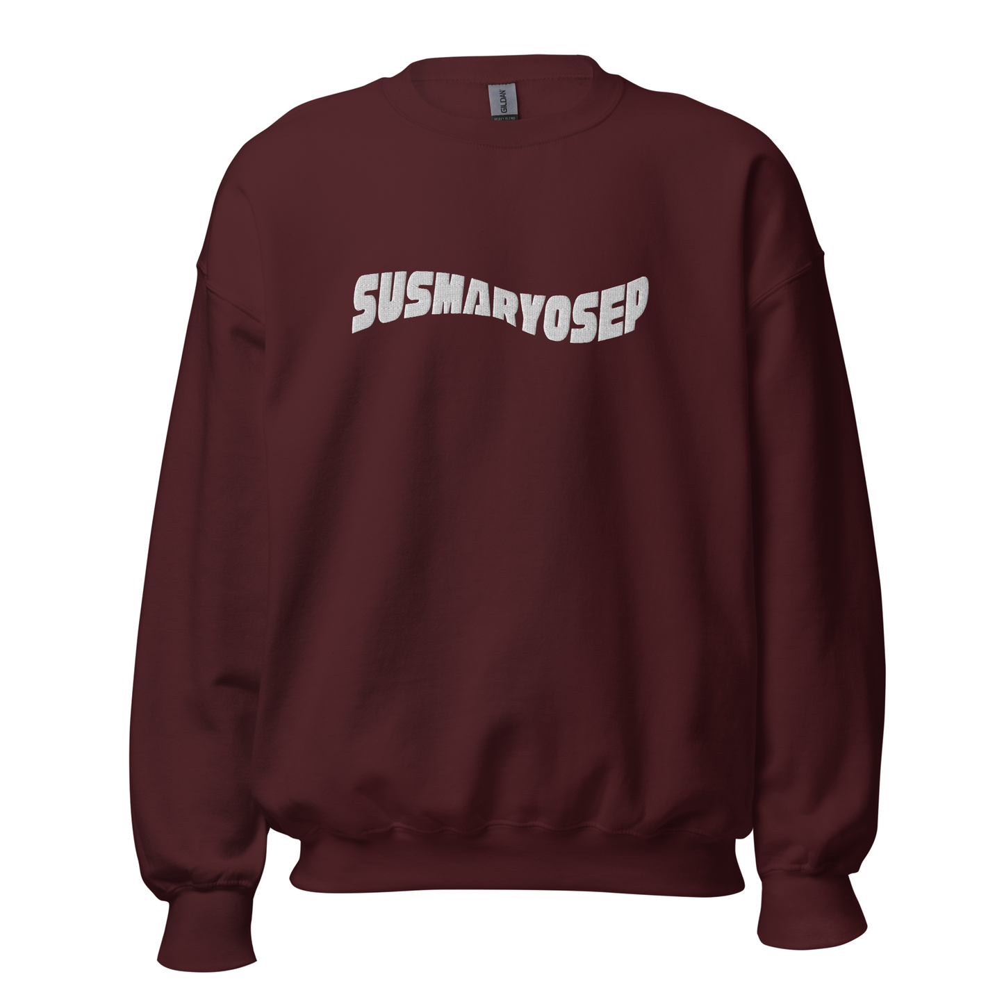 Filipino Sweatshirt Susmaryosep Embroidered Crew Neck in Maroon