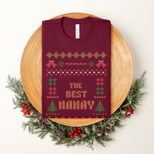 The Best Nanay Filipina Super Mom Thanksgiving Christmas Shirt - Maroon in Christmas setting