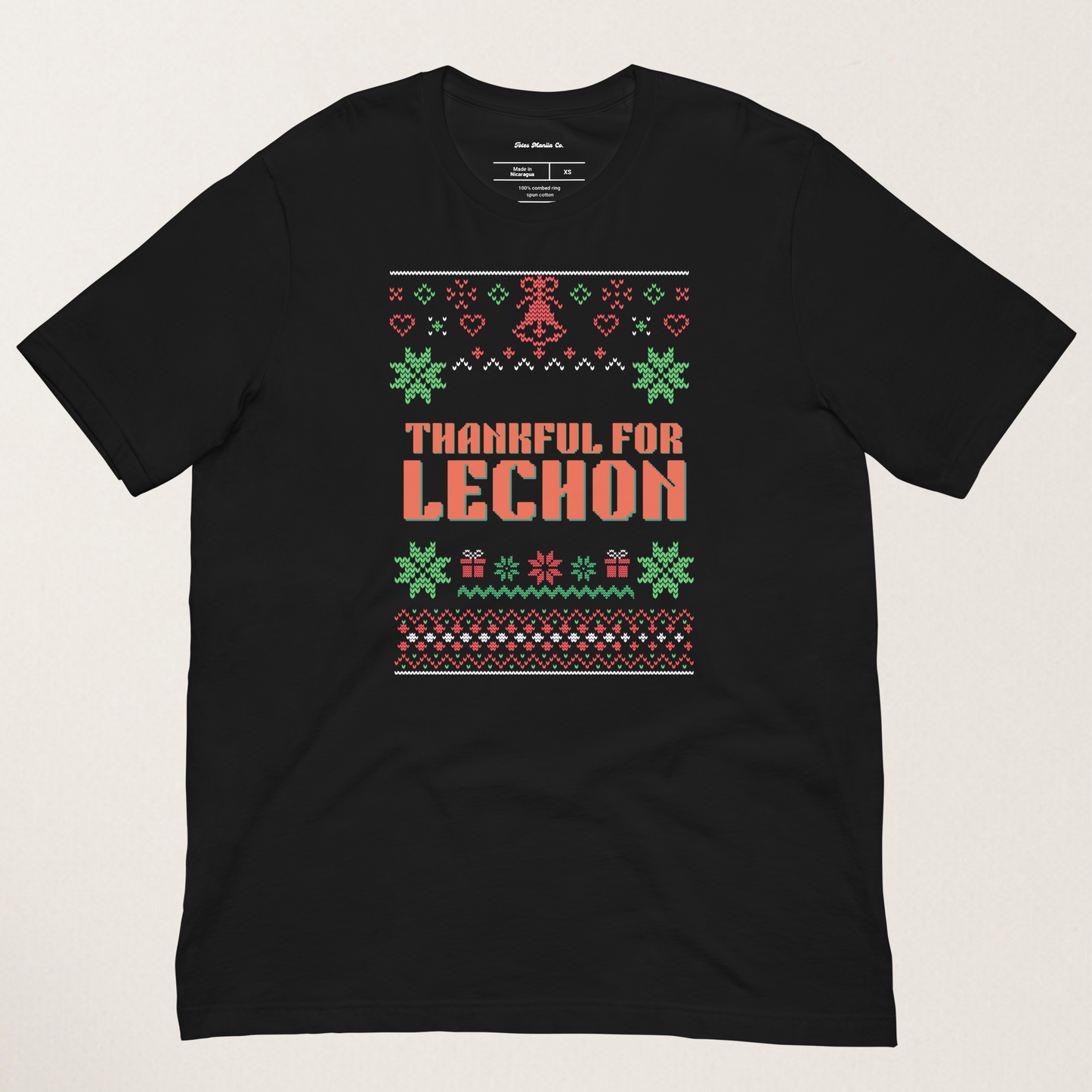 Thankful For Pinoy Food Lechon Sinigang Lumpia Funny Filipino Shirt in Black