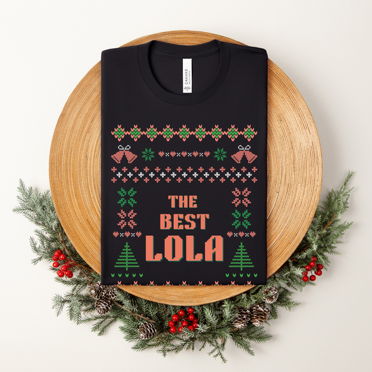 The Best Lola Pinoy Grandma Filipino Thanksgiving Christmas Shirt - Black in Christmas setting