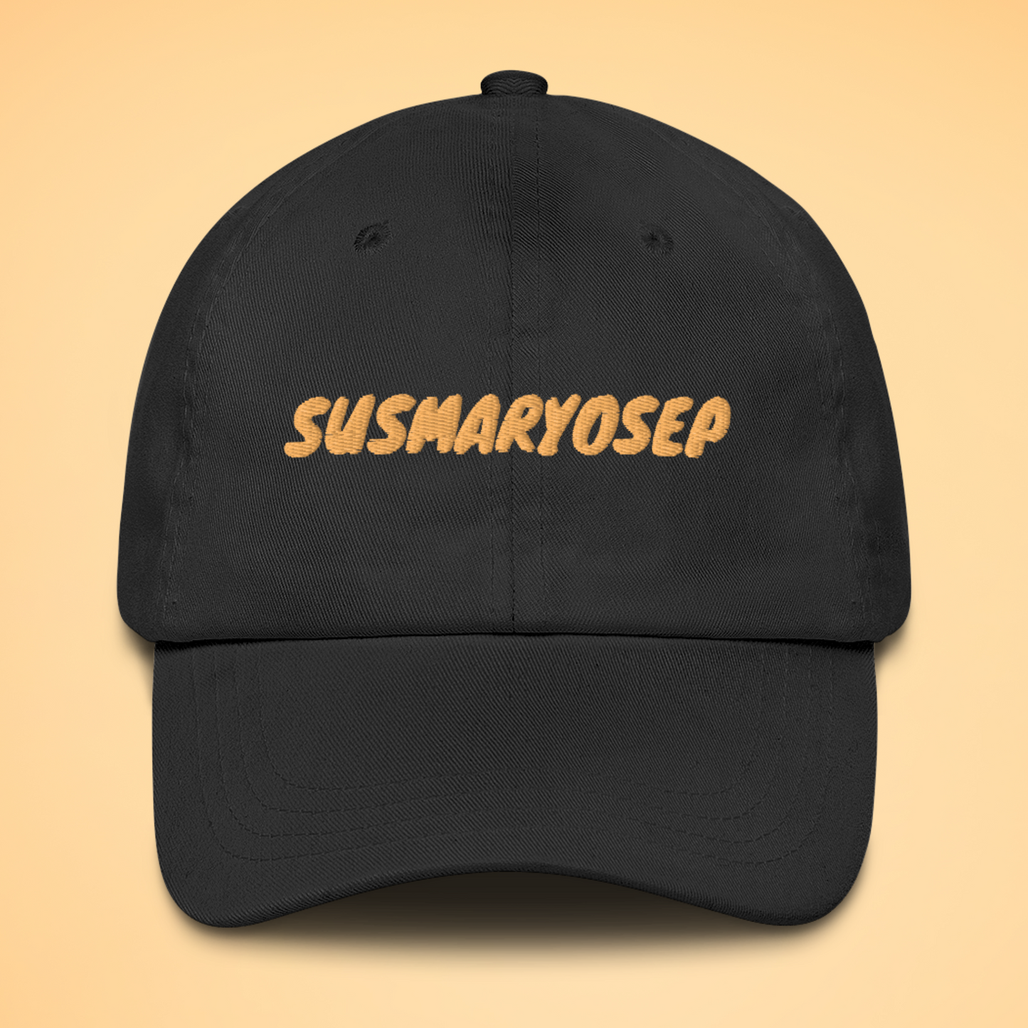 Susmaryosep Filipino Embroidered Cotton Baseball Cap in Black