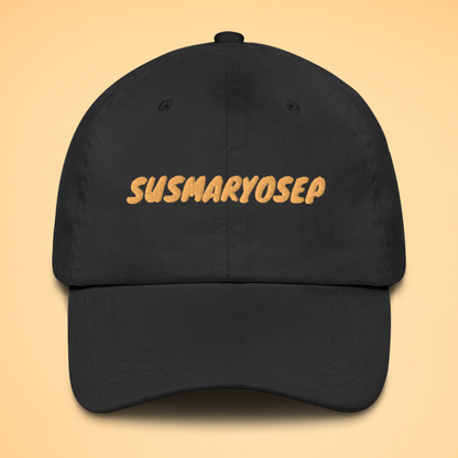 Susmaryosep Filipino Embroidered Cotton Baseball Cap in Black