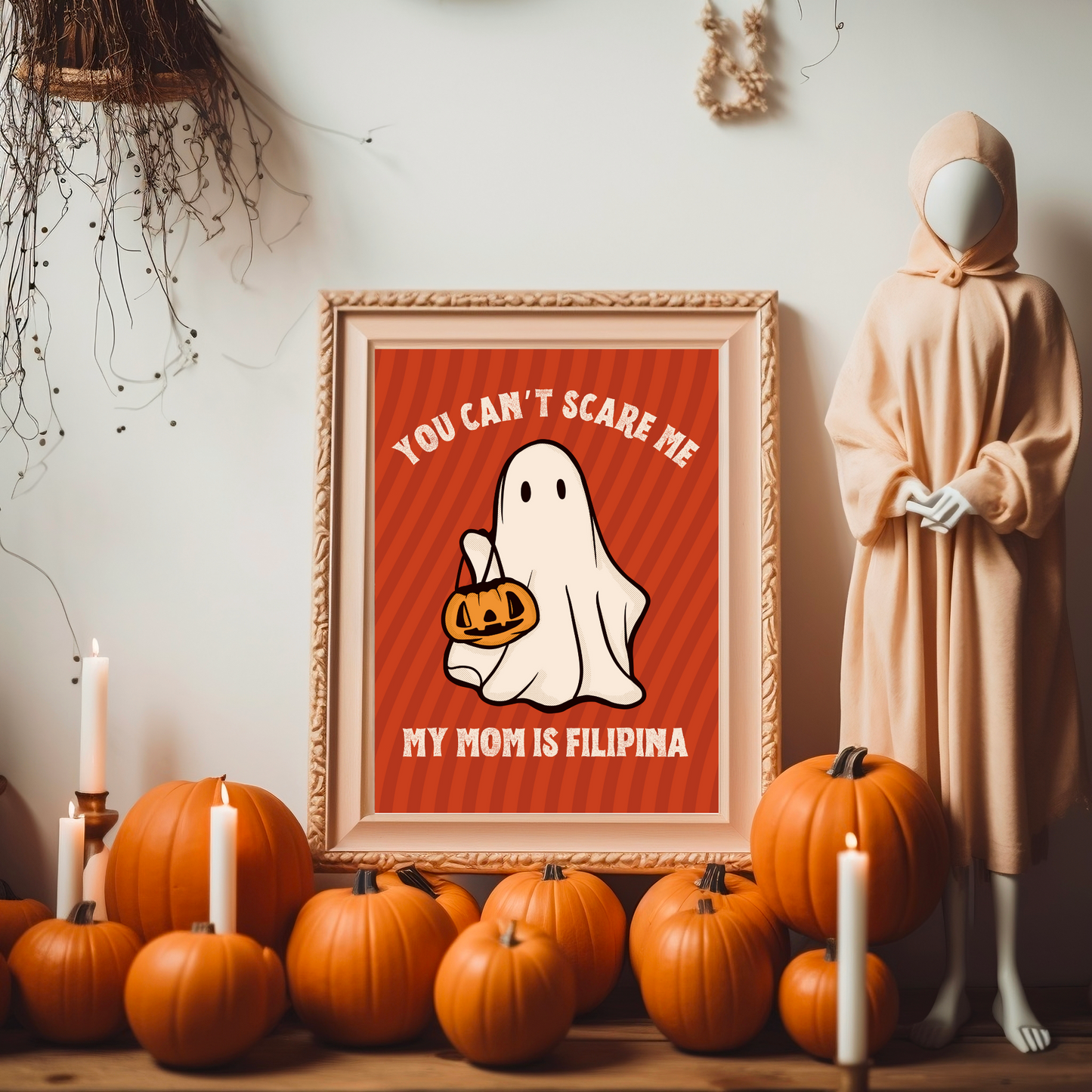 Framed Poster 1 of You Can't Scare Me Mom & Dad Are Filipino Halloween Poster Wall Decor