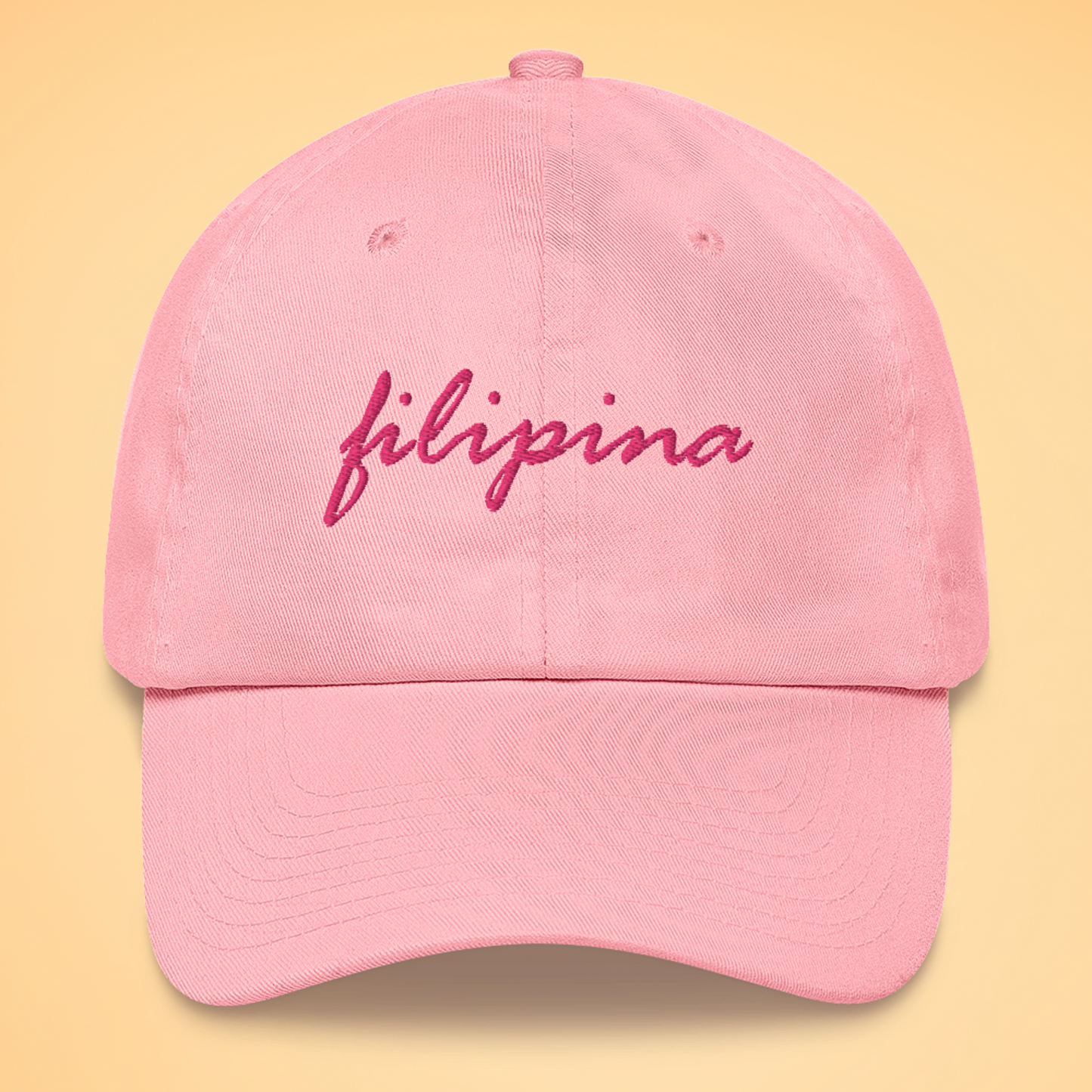 Filipino Cap Embroidered Filipina Cotton Baseball Cap in Pink