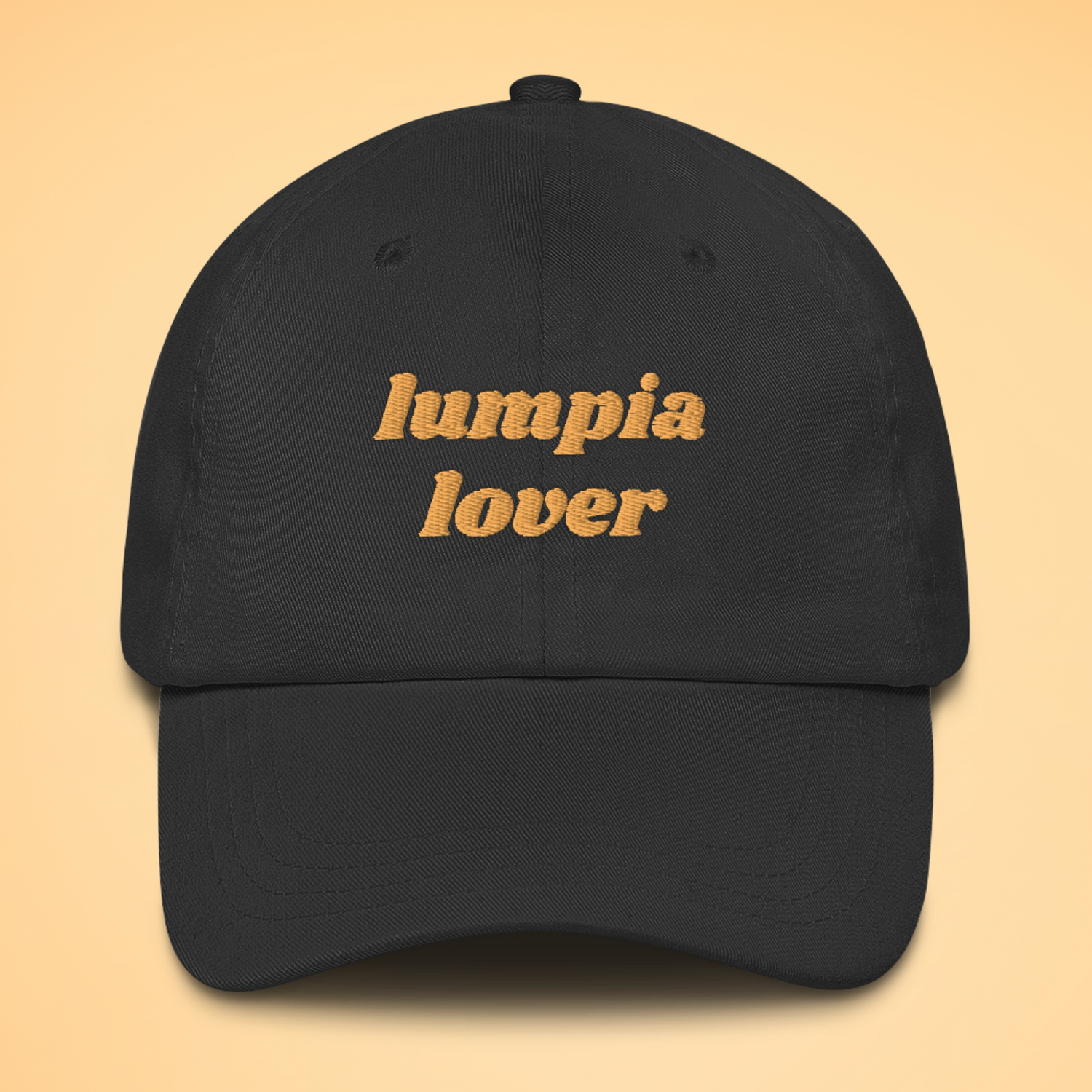 Lumpia Lover Filipino Embroidered Cotton Baseball Cap in Black