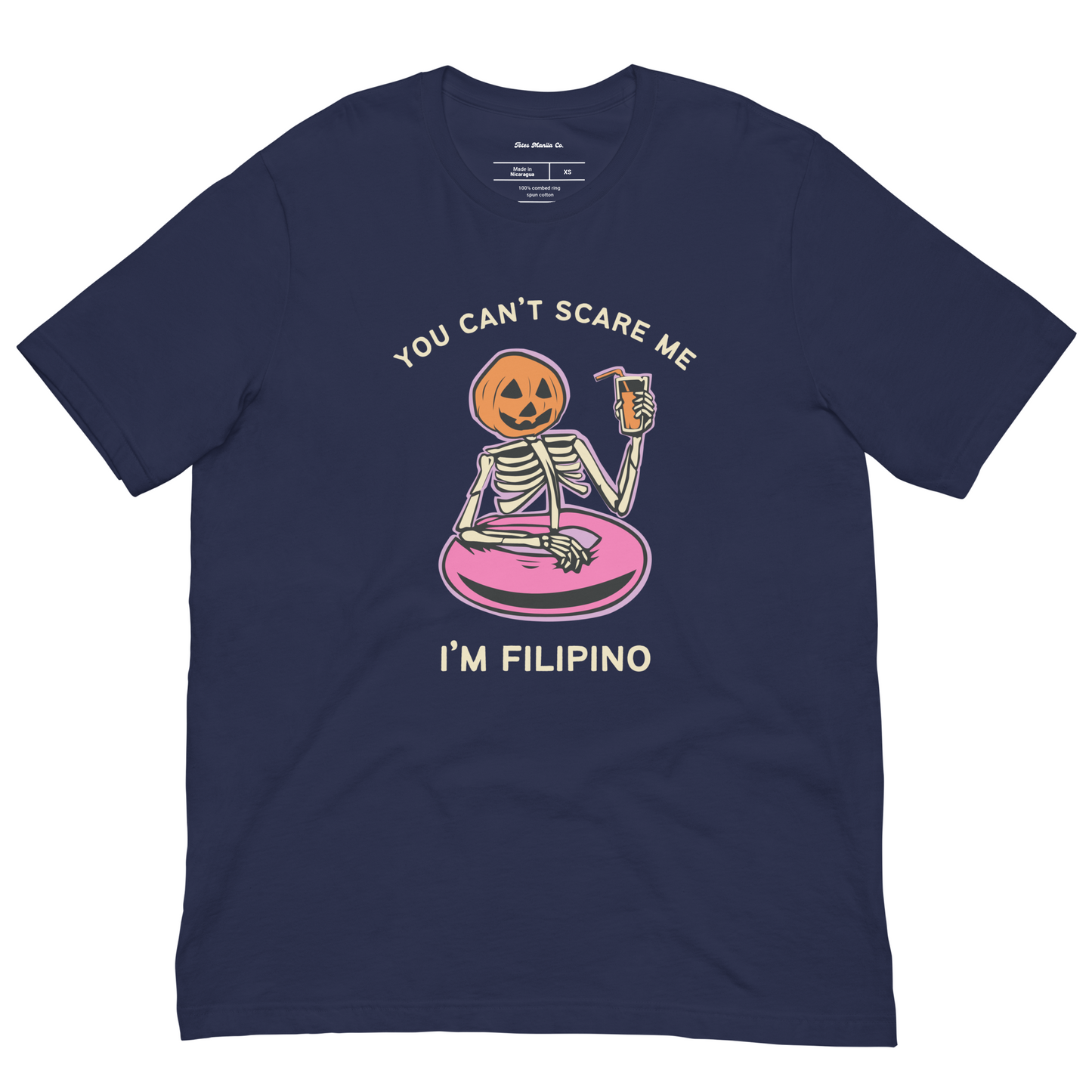 You Can't Scare Me I'm Filipino Funny Halloween Shirt in Navy