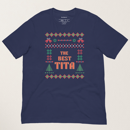 The Best Tita Filipino Auntie Thanksgiving Christmas Shirt in Navy