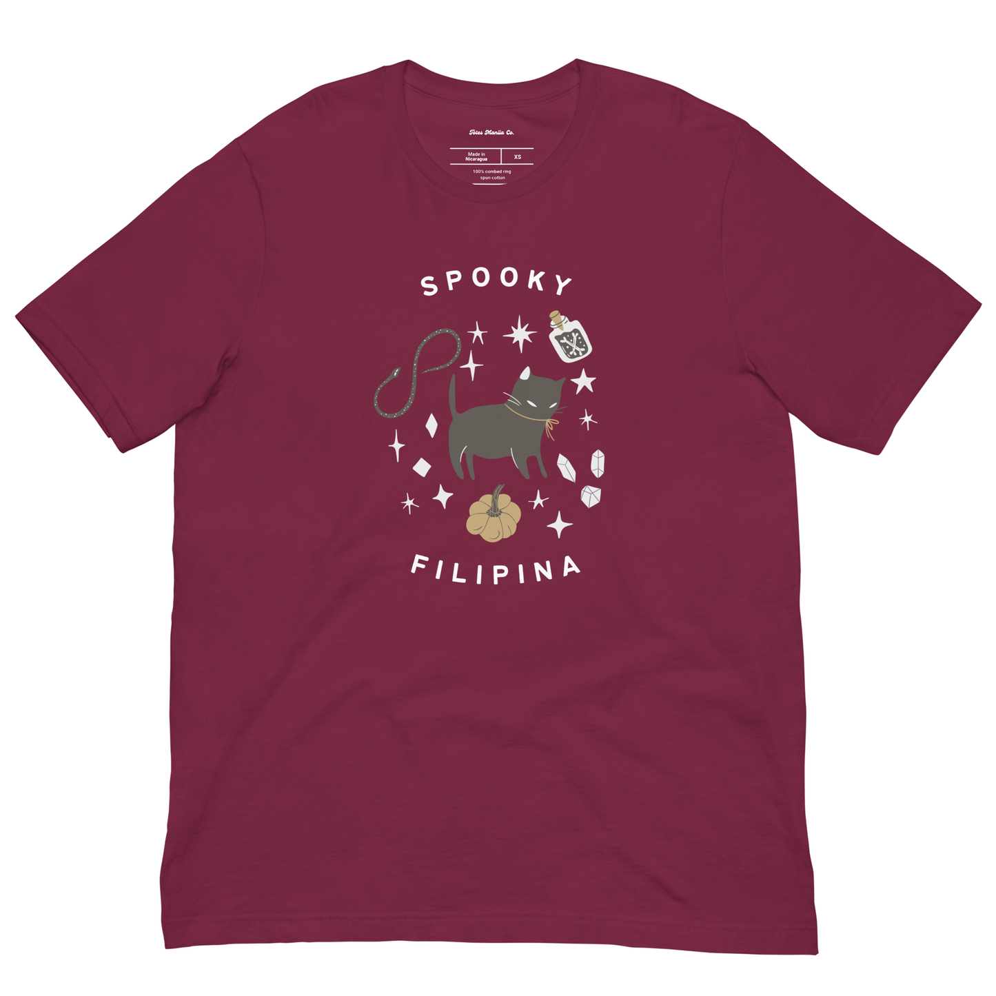 Spooky Filipina Funny Halloween Shirt in Maroon