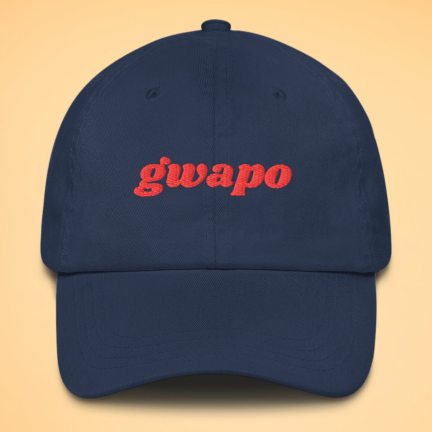 Filipino Gwapo Embroidered Cotton Baseball Cap in Navy