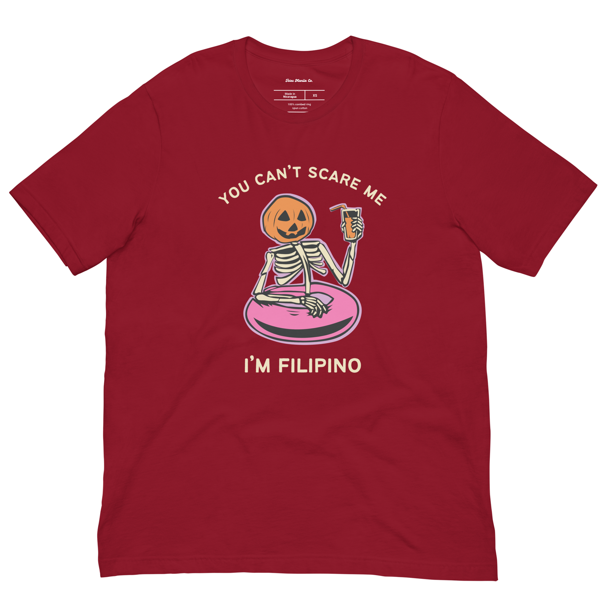 You Can't Scare Me I'm Filipino Funny Halloween Shirt in Cardinal