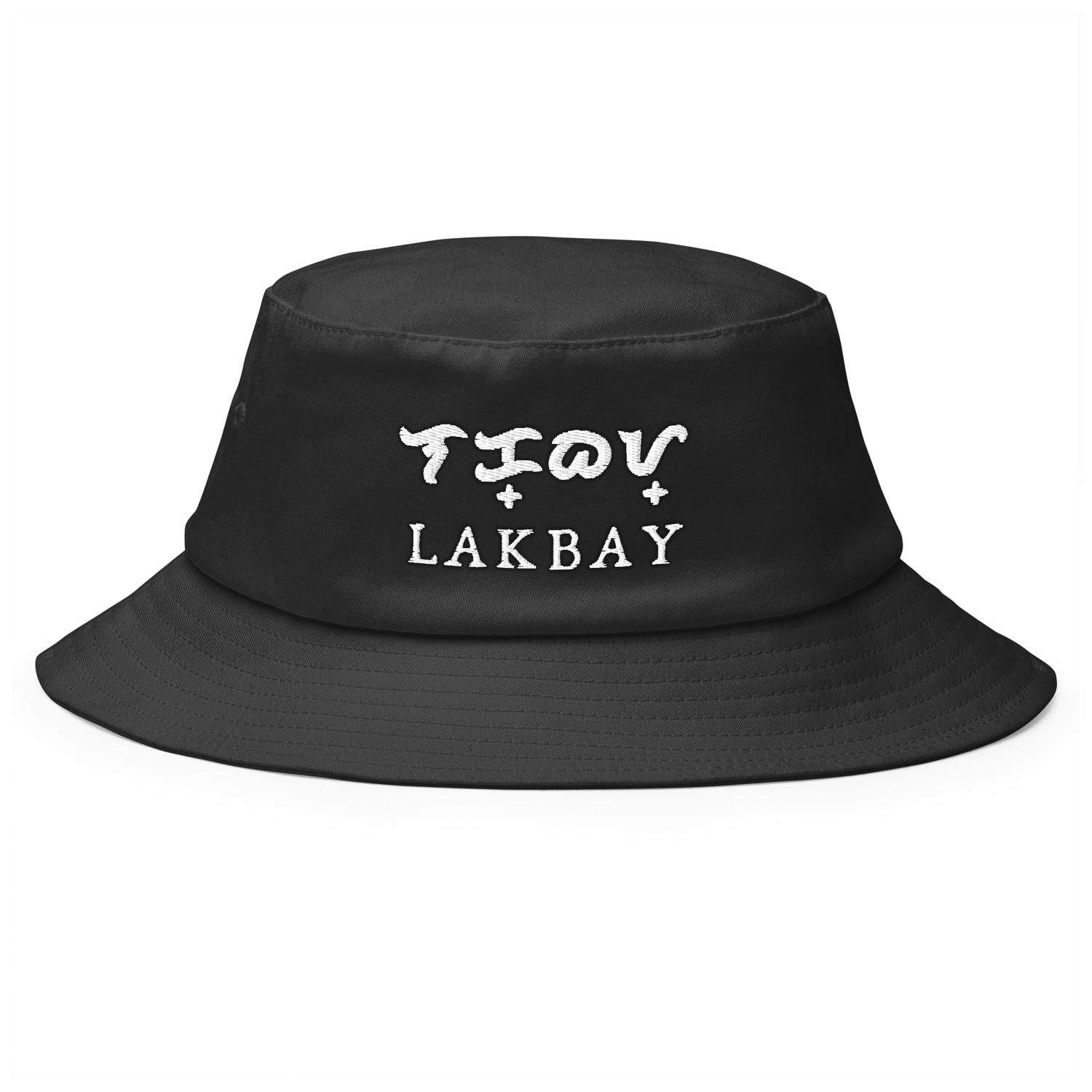 Filipino Baybayin Lakbay Embroidered Cap Bucket Hat in Black