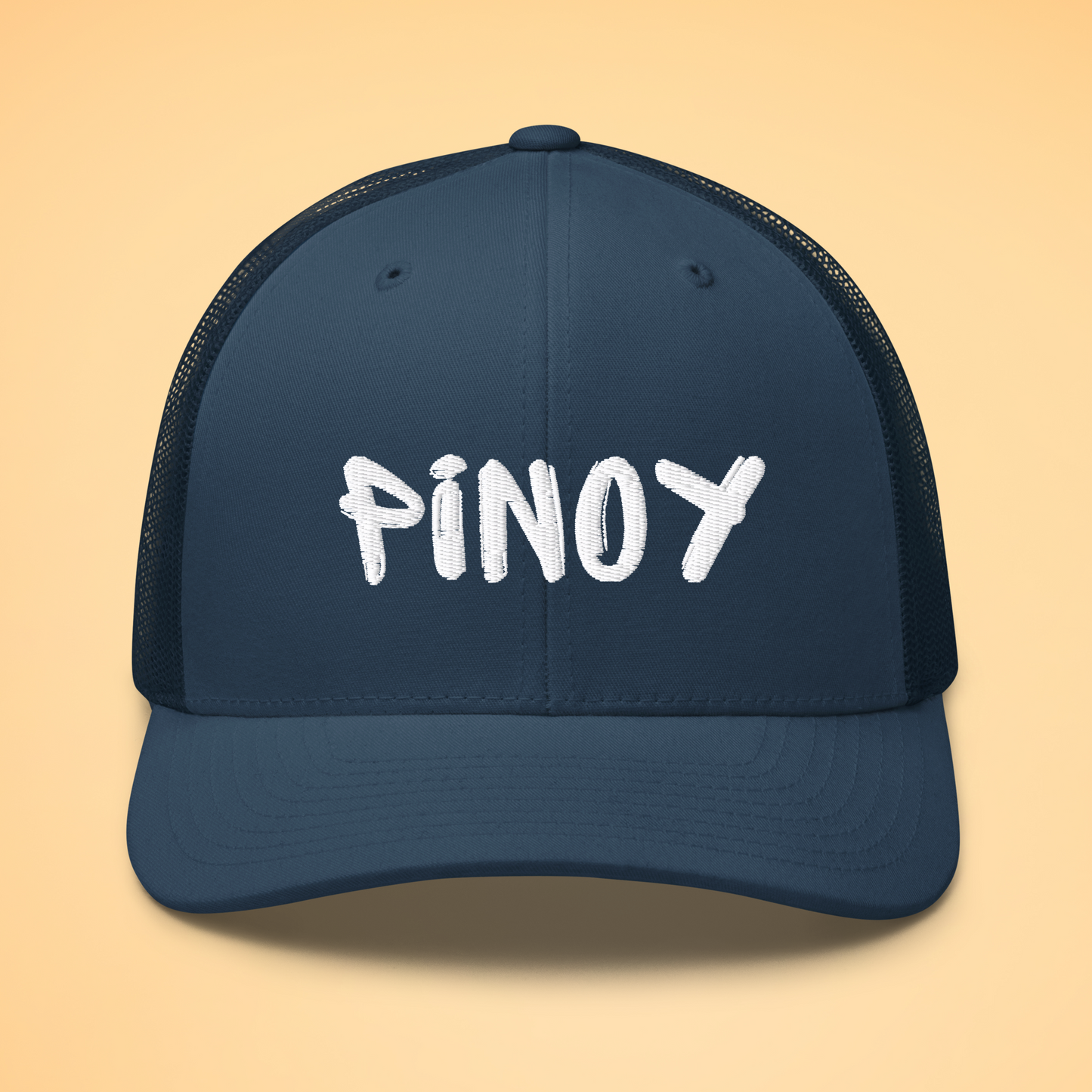 Filipino Pinoy Embroidered Mesh Back Trucker Cap in Navy