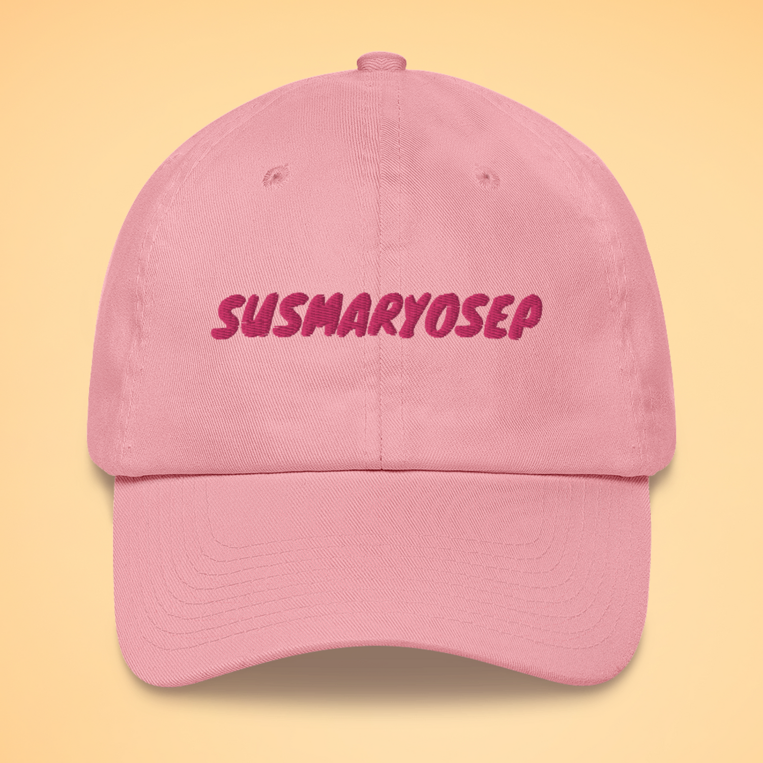 Susmaryosep Filipino Embroidered Cotton Baseball Cap in Pink