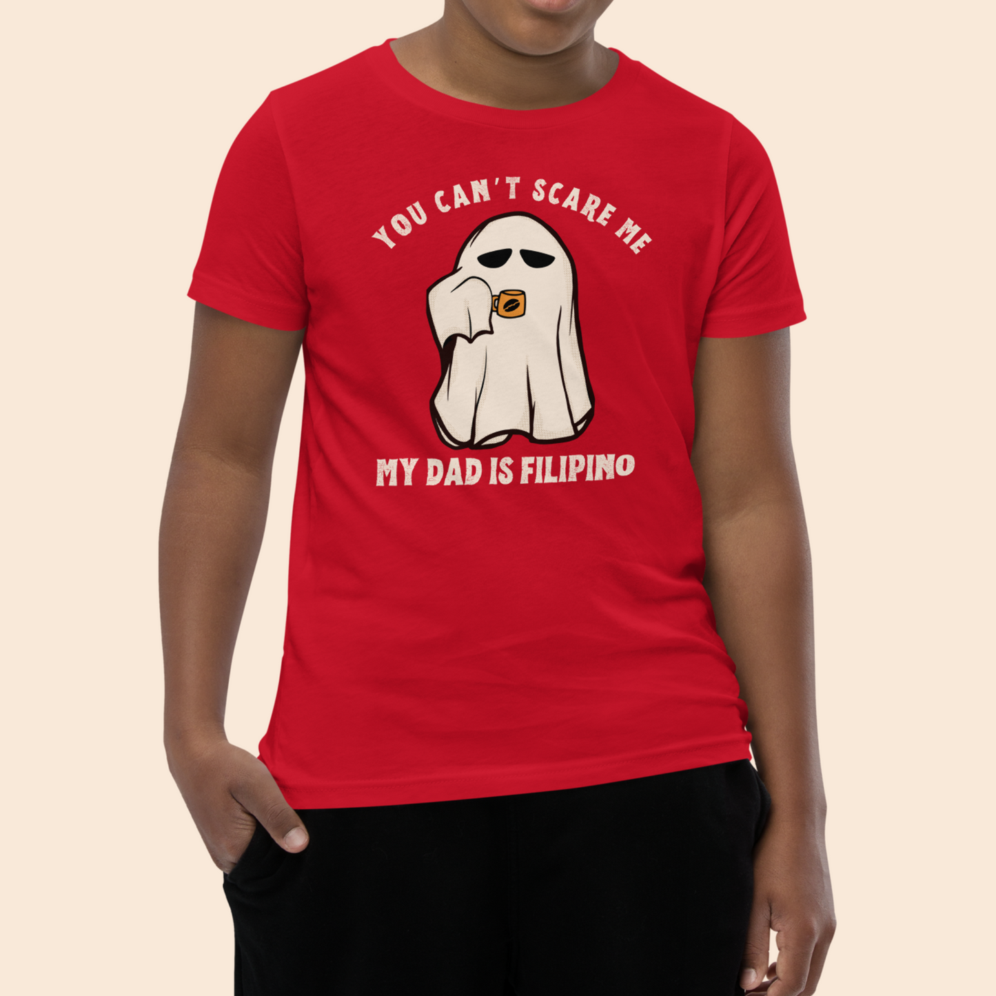 Kids Shirt You Can't Scare Me My Dad Is Filipino Funny Halloween Kids/Youth Tee Main Image 2