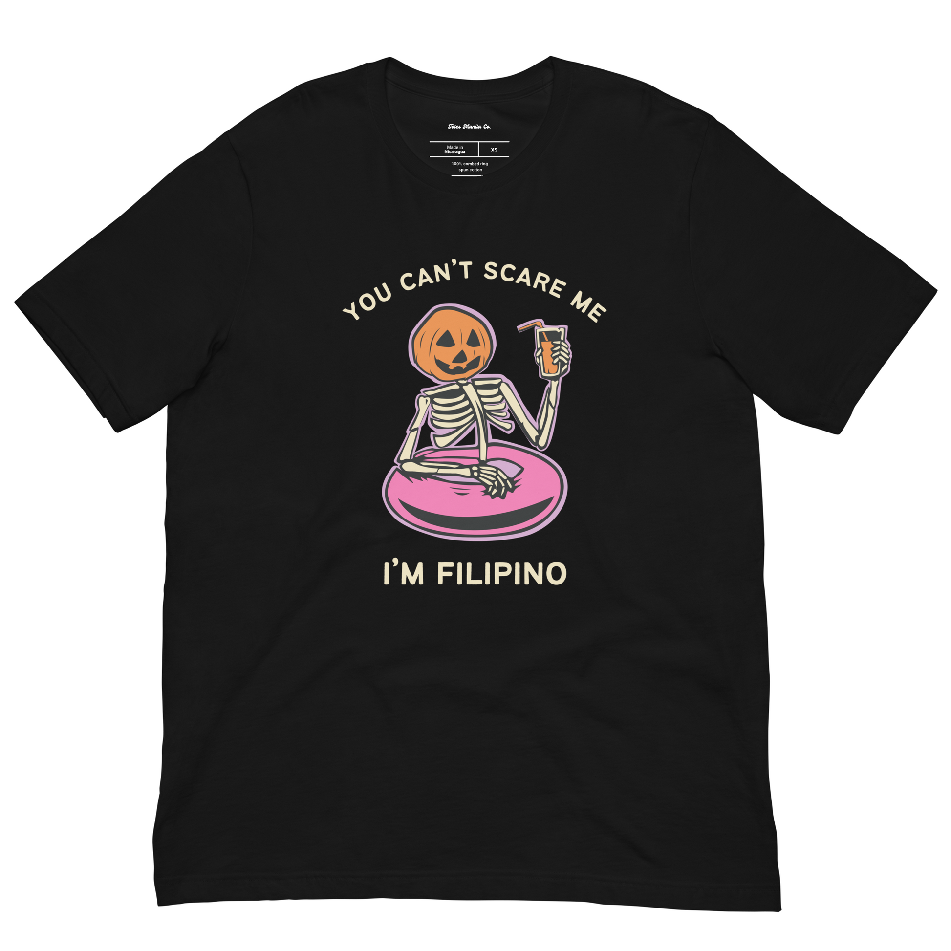 You Can't Scare Me I'm Filipino Funny Halloween Shirt in Black