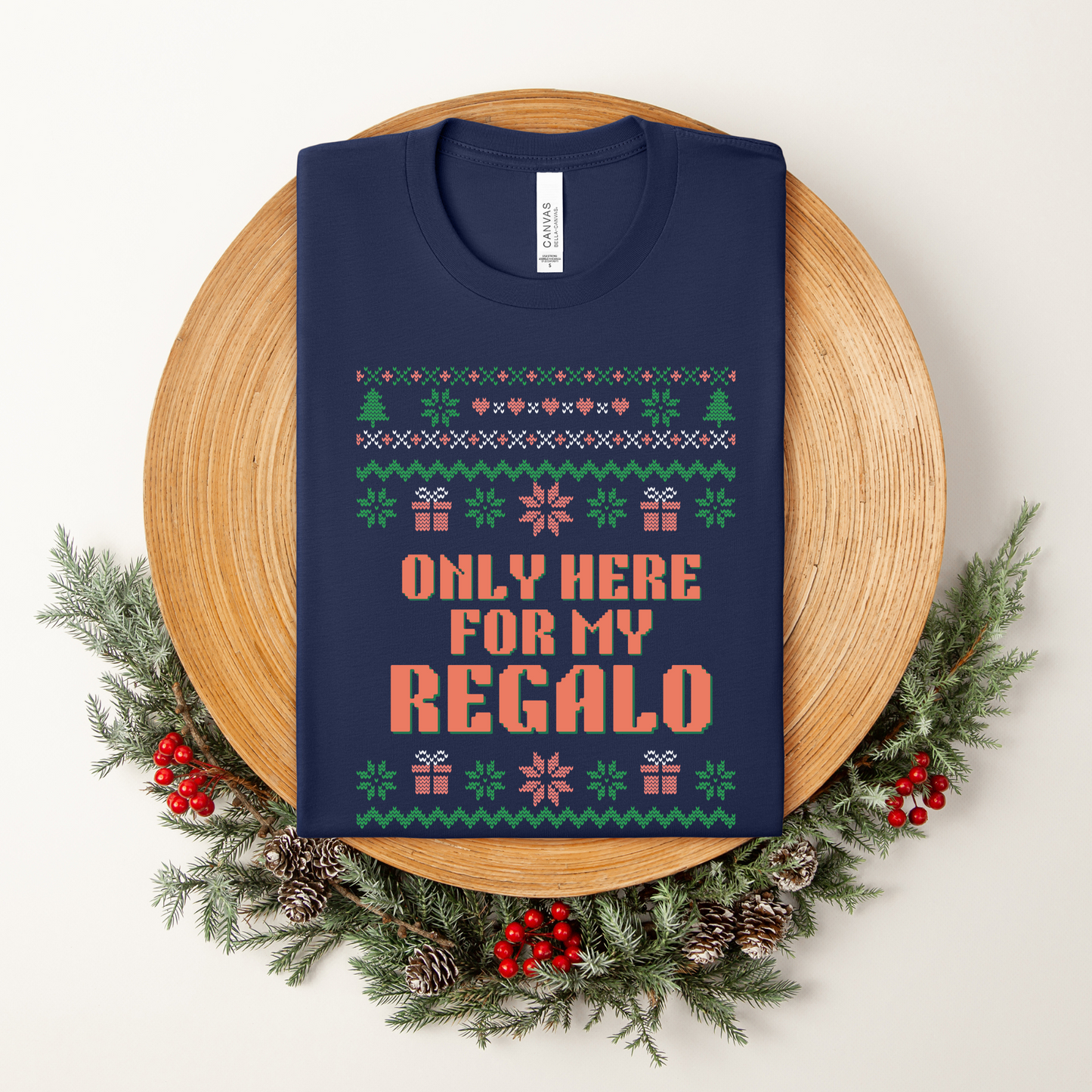 Only Here For The Pancit Sinigang Regalo Funny Thanksgiving Shirt - Navy in Christmas setting