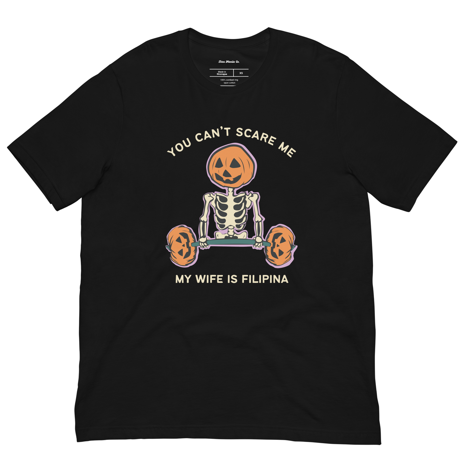 You Can't Scare Me My Wife Is Filipina Funny Halloween Shirt in Black