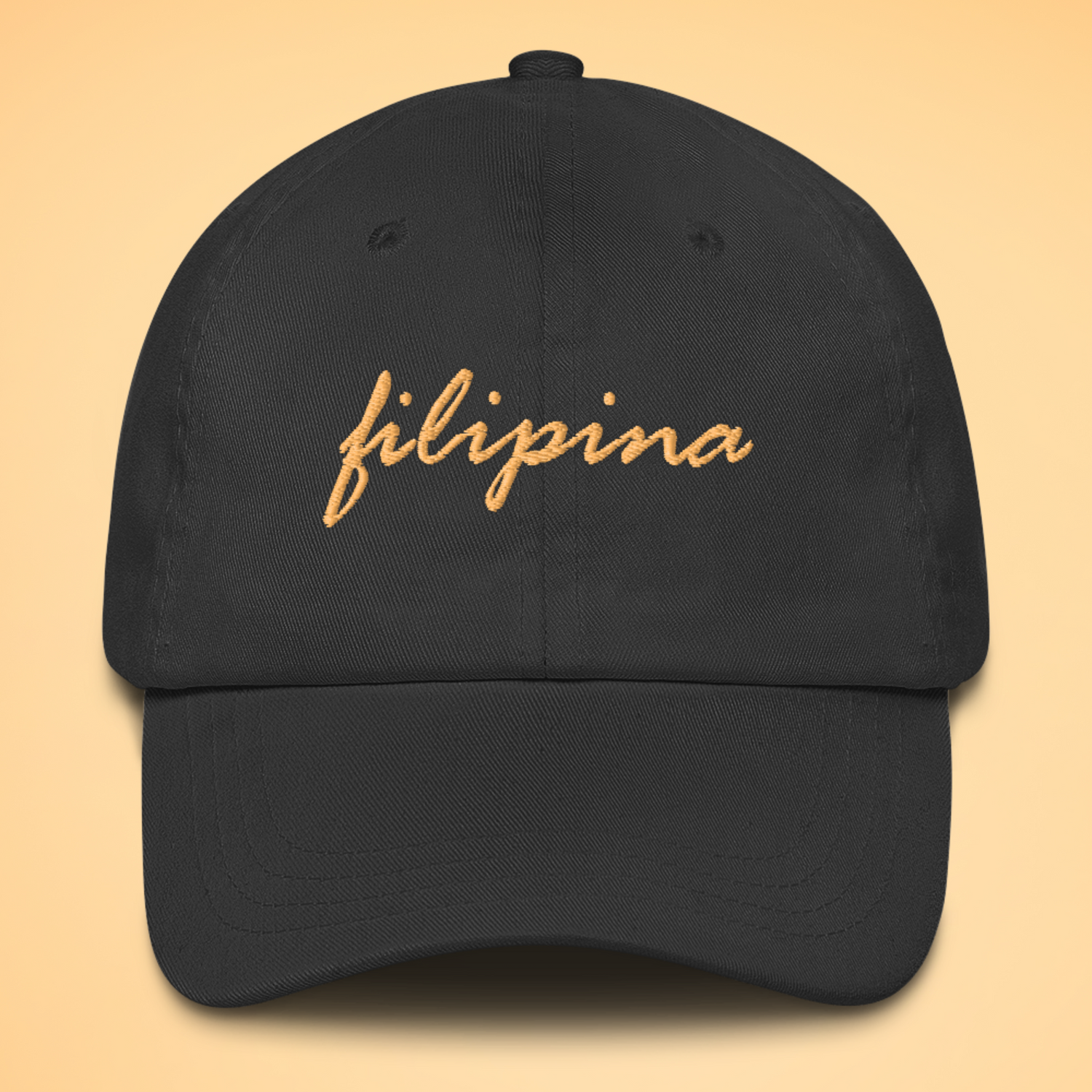 Filipino Cap Embroidered Filipina Cotton Baseball Cap in Black