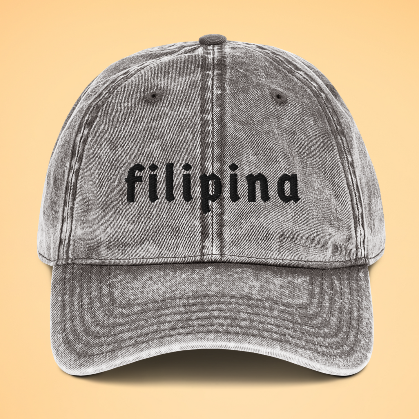 Filipino Cap Filipina Embroidered Vintage Cotton Twill in Gray
