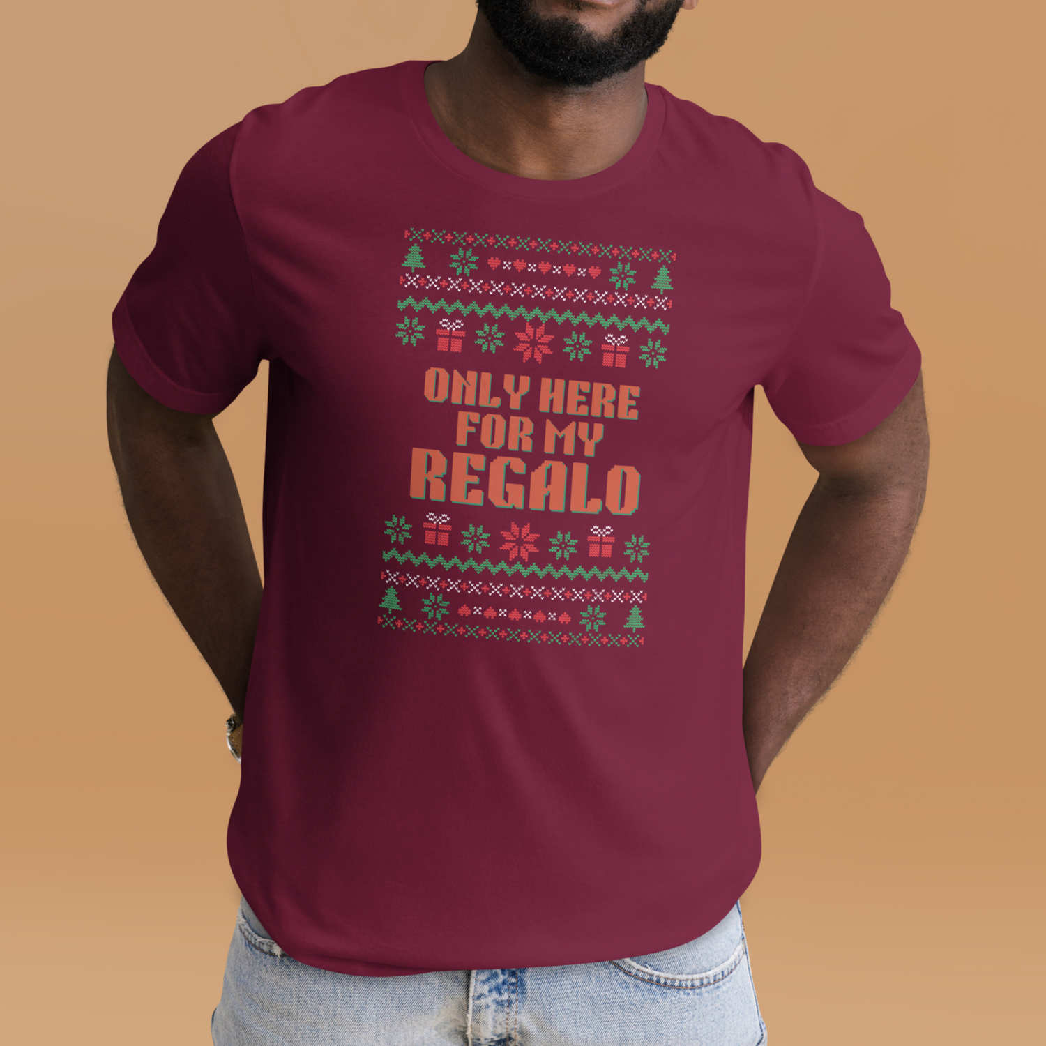 Man wearing the Only Here For The Pancit Sinigang Regalo Funny Thanksgiving Shirt