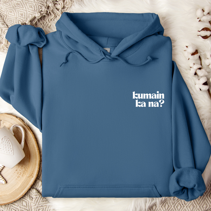 Filipino Hoodie Kumain Ka Na? Funny Embroidered Merch in Indigo Blue