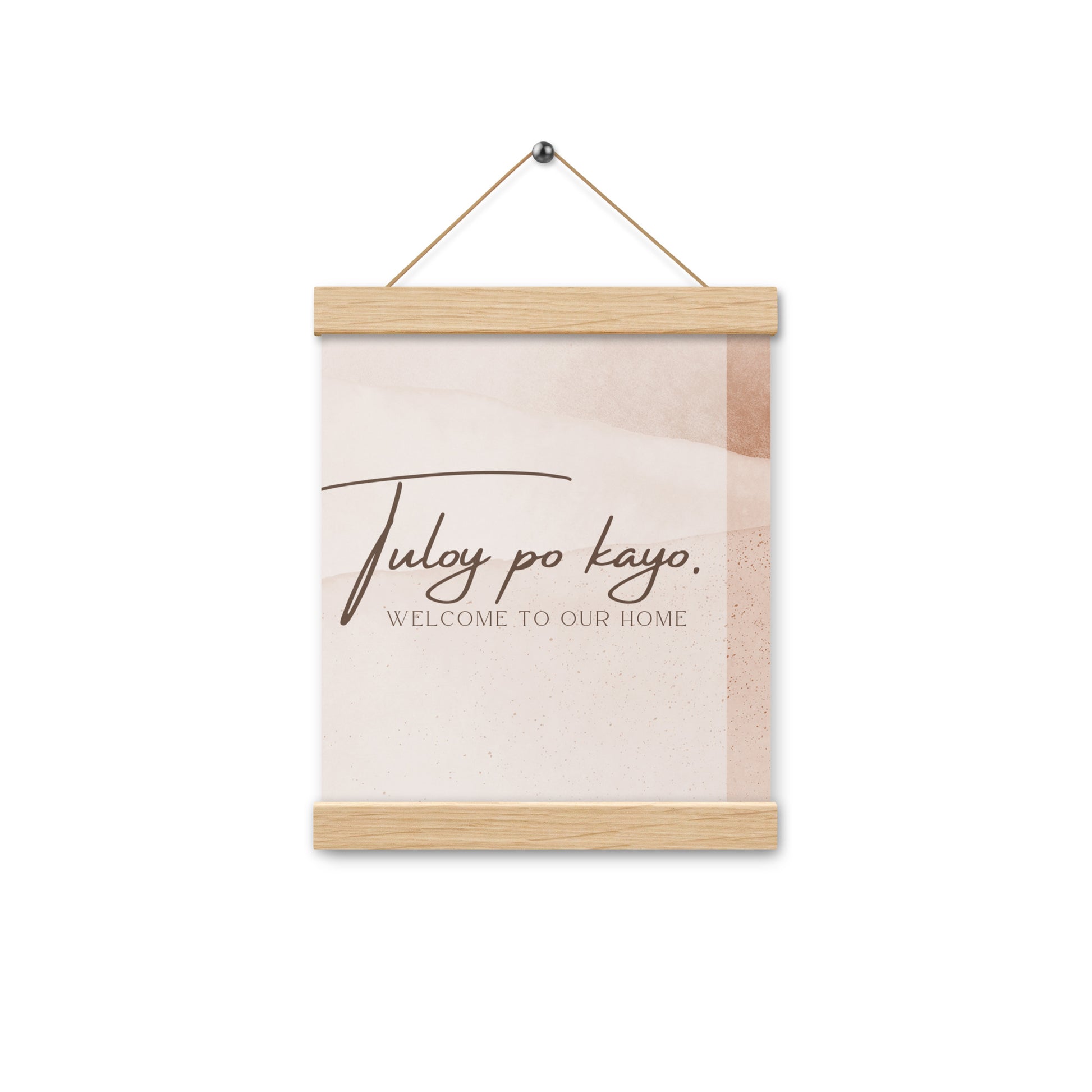 Tagalog Sign Welcome To Our Home Paper Poster with Oak Hanger