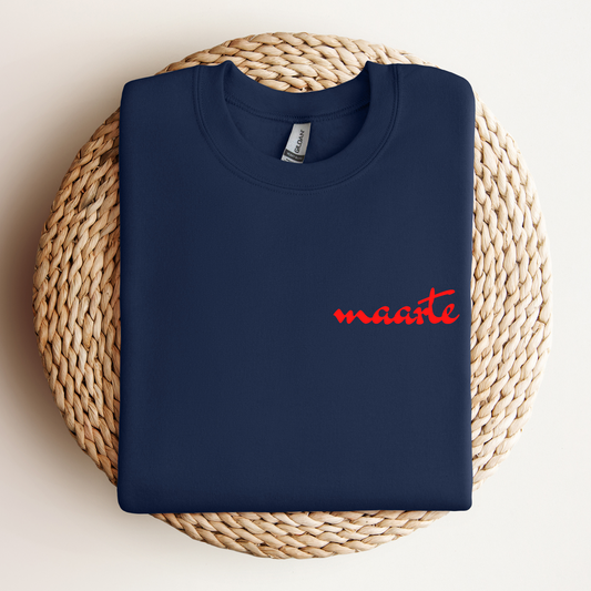 Filipino Sweatshirt Crew Neck Maarte Embroidered Statement Merch in color variant Navy