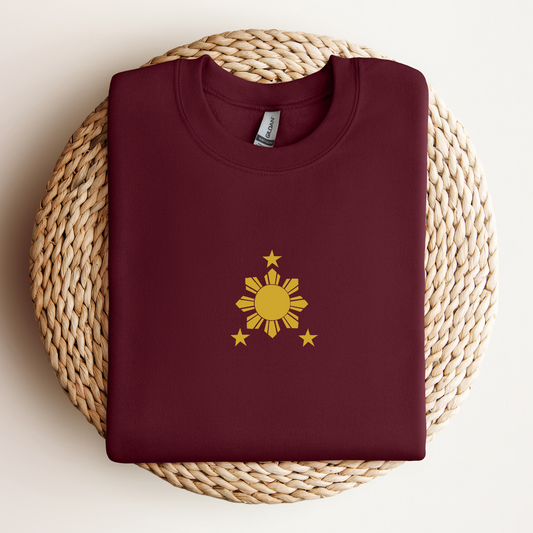 Filipino Sweatshirt Crew Neck Stars and Sun Embroidered Merch