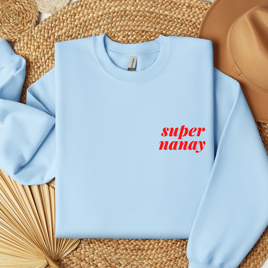 Filipino Sweatshirt Crew Neck Super Nanay Best Mom Embroidered Mother's Day Gift in color variant Light Blue
