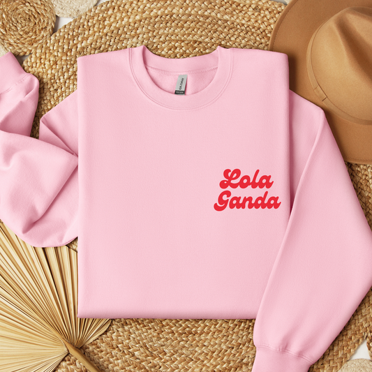 Filipino Sweatshirt Crew Neck Lola Ganda Grandmother Embroidered Mother's Day Gift in color variant Light Pink
