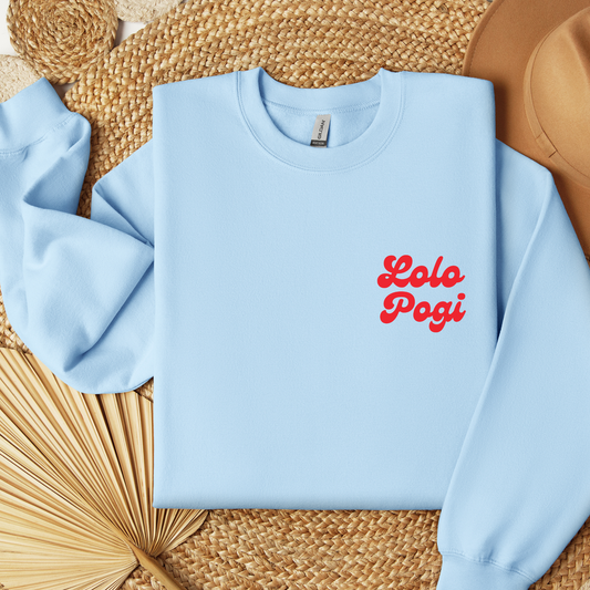 Filipino Sweatshirt Crew Neck Lolo Pogi Grandfather Embroidered Father's Day Gift in color variant Light Blue
