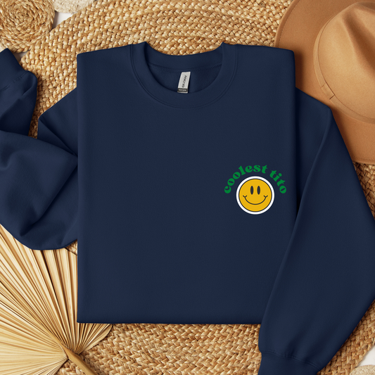Filipino Sweatshirt Coolest Tito Smiley Embroidered Crew Neck in color variant Navy
