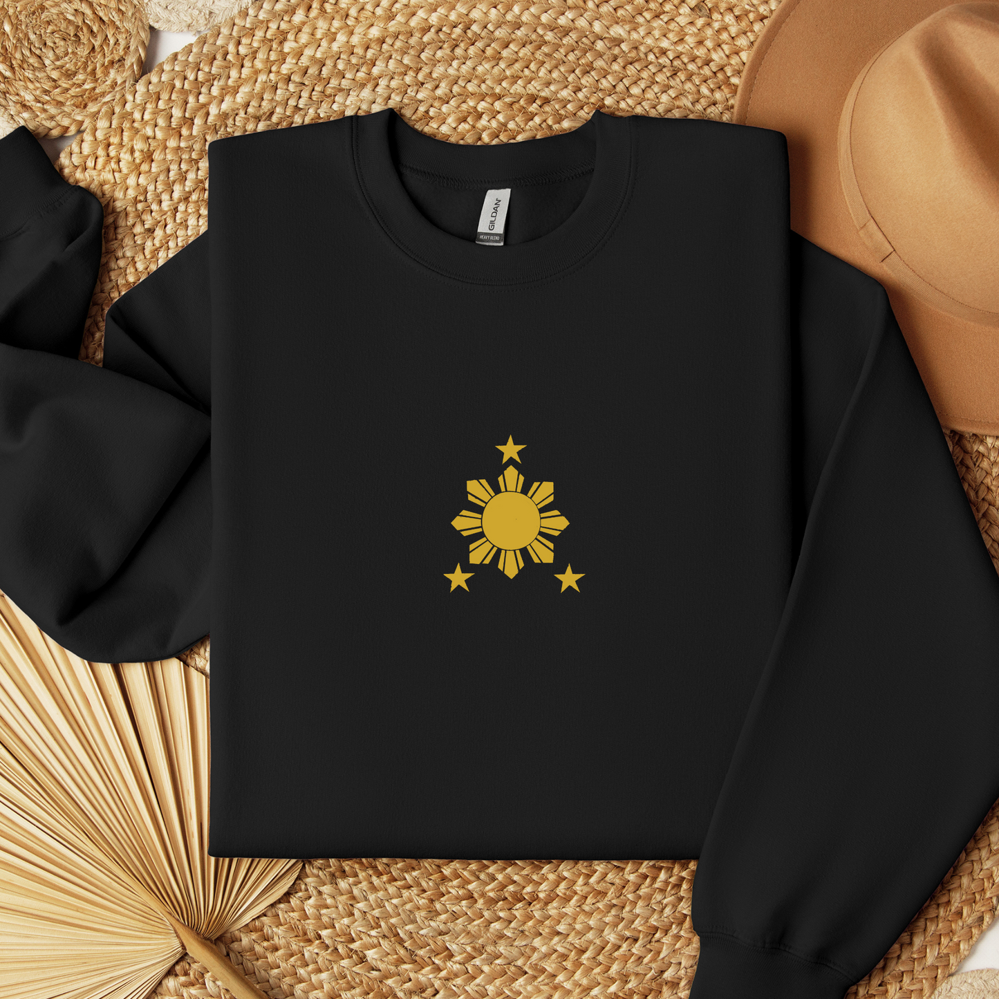 Filipino Sweatshirt Crew Neck Stars and Sun Embroidered Merch