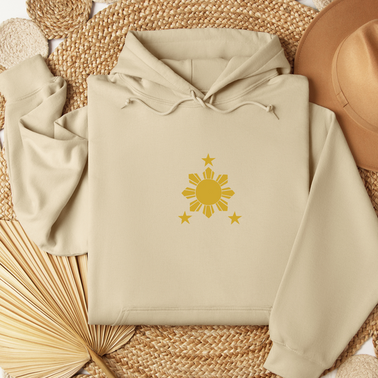 Filipino Hoodie Stars and Sun Embroidered Merch in color variant Sand