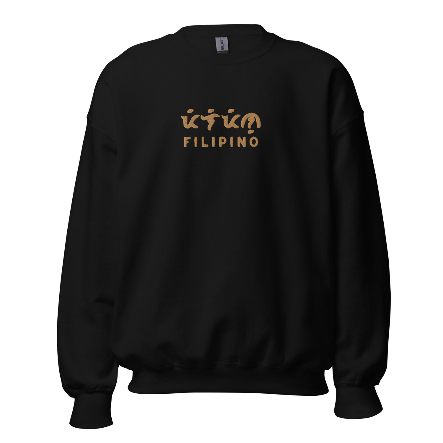 Filipino Sweatshirt Baybayin Art Embroidered Pinoy Crewneck in variant Black