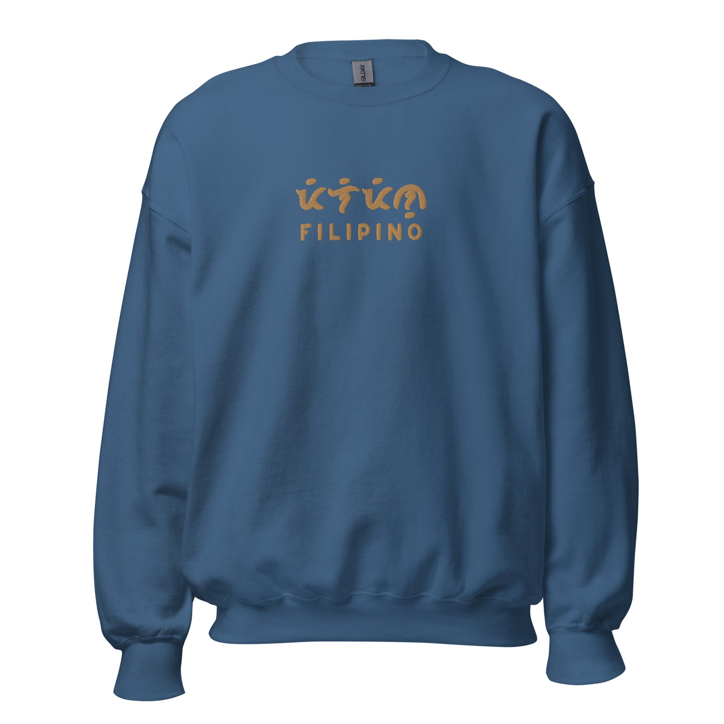 Filipino Sweatshirt Baybayin Art Embroidered Pinoy Crewneck in variant Indigo Blue