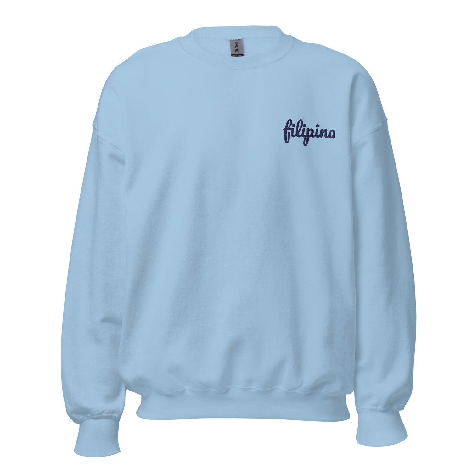 Filipino Sweatshirt Crew Neck Filipina Statement Embroidered Merch in color variant Light Blue