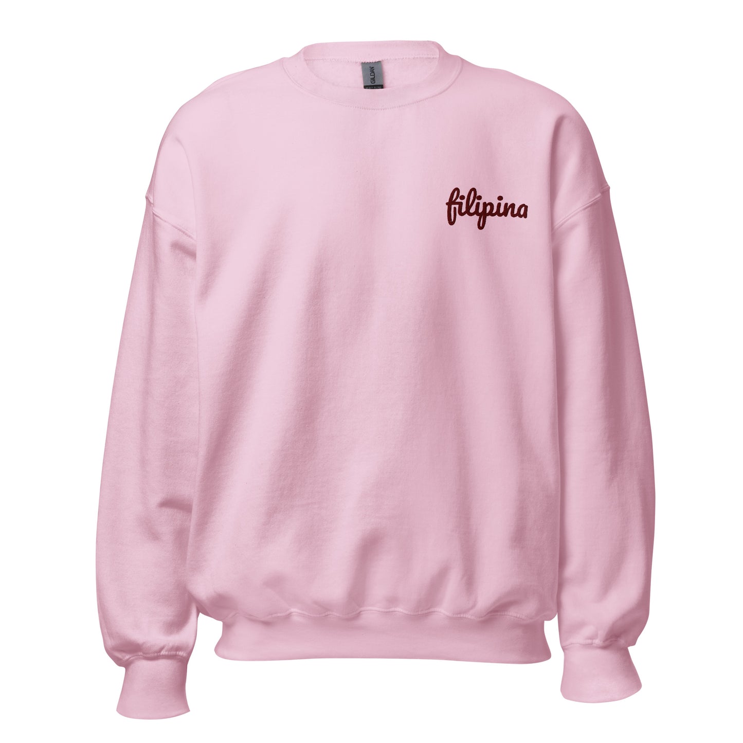 Filipino Sweatshirt Crew Neck Filipina Statement Embroidered Merch in color variant Light Pink