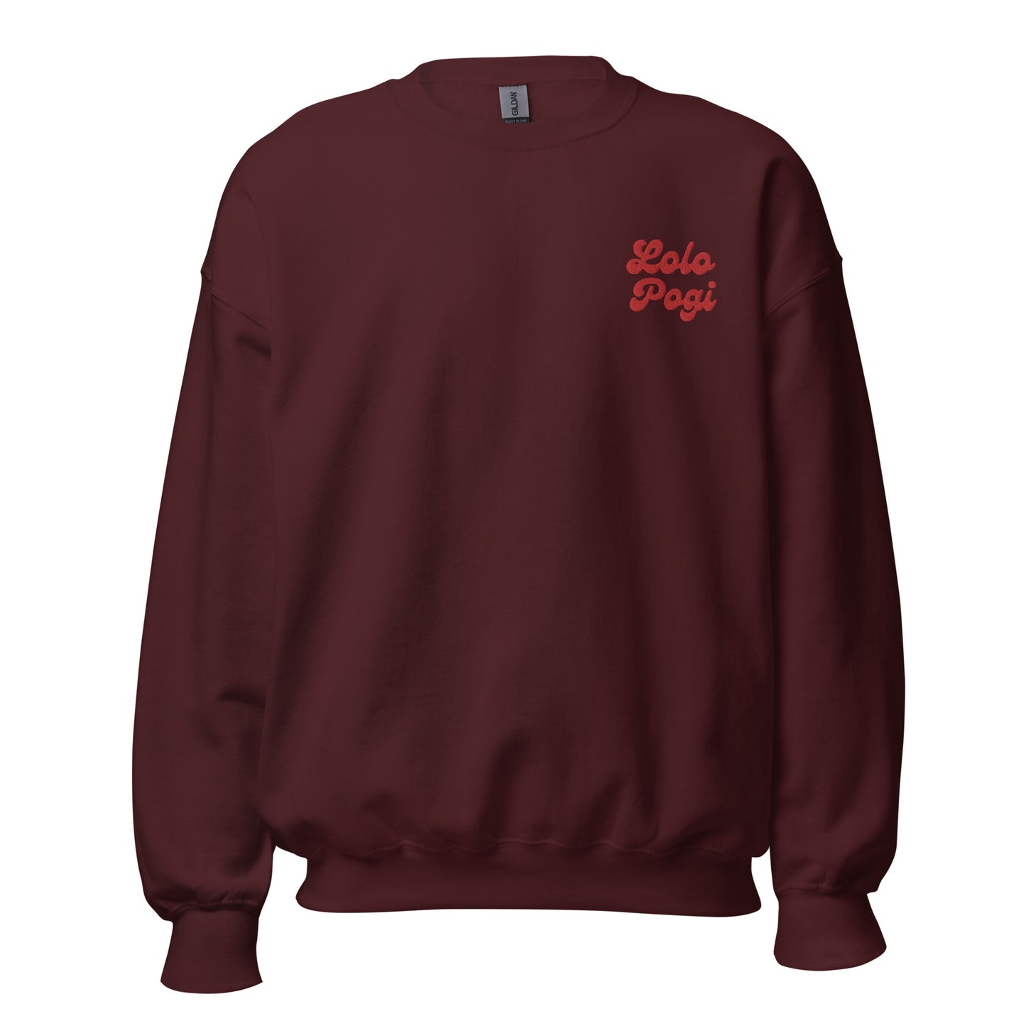 Filipino Sweatshirt Crew Neck Lolo Pogi Grandfather Embroidered Father's Day Gift in color variant Maroon