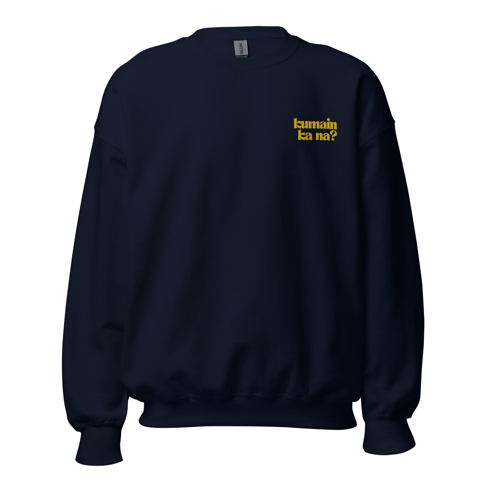 Filipino Sweatshirt Kumain Ka Na? Embroidered Pinoy Crew Neck in Navy